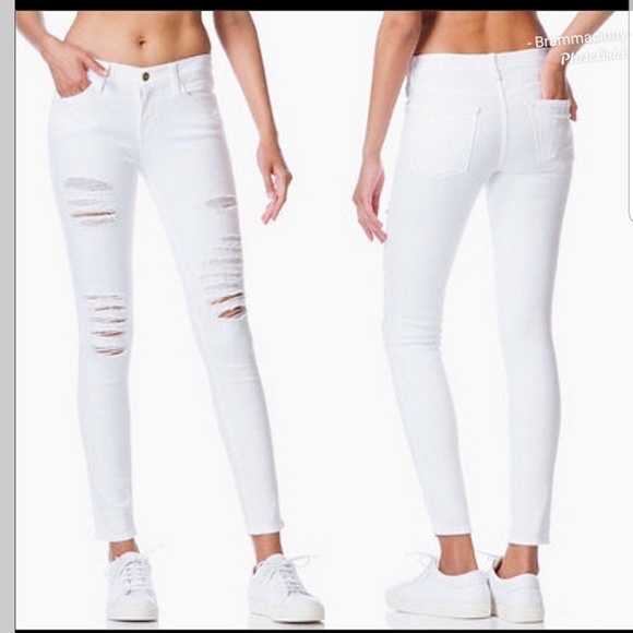 Frame Denim Denim - Frame Denim Le Skinny de Jeanne Blanc Ripped Jeans